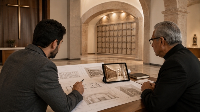 Criptas modernas para parroquias: cómo diseñar nichos que se integren a la arquitectura del templo